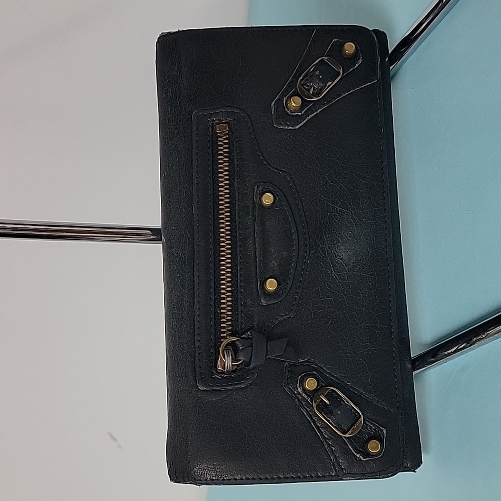 BALENCIAGA Agneau Classic Hardware Magnetic Closure Wallet Black